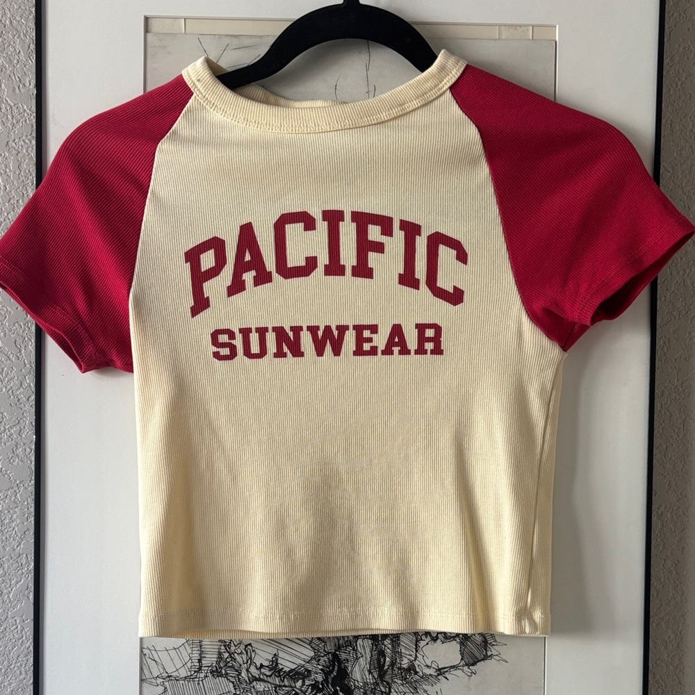 Pacific Sunwear Red and Cream Crop Top